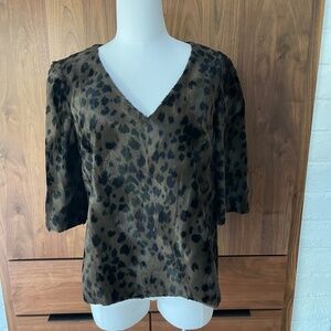 NWT Trina Turk Faux Fur Leopard Print Top - Dark Brown - Sz Med